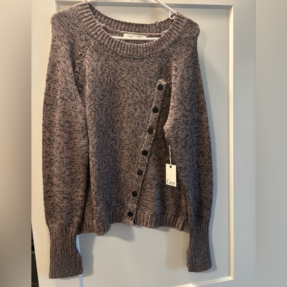 Dex Women's Heathered Gray Button Sweater